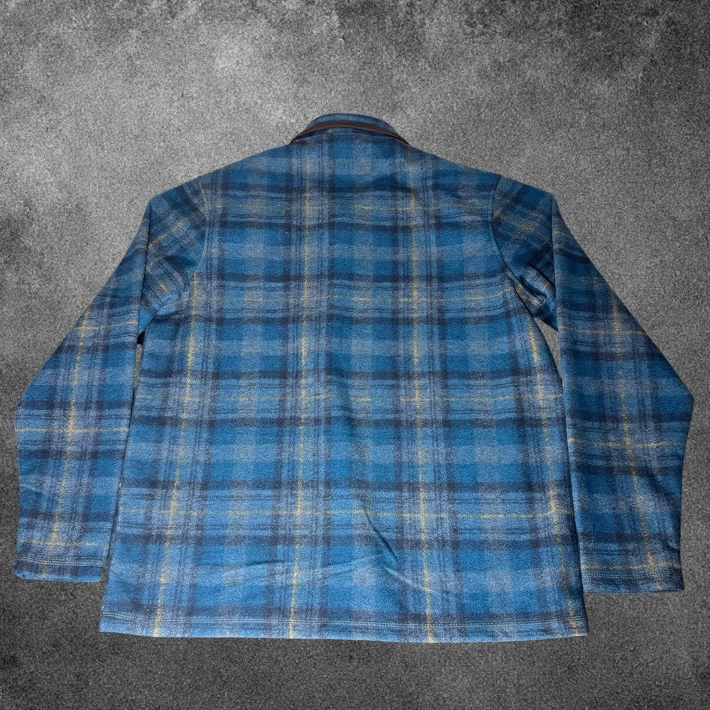 John Wayne Sweater Mens Large Blue Plaid Fleece Mock Neck Western Pullover - Picture 7 of 8